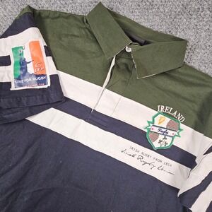 Vtg Dolmen Clothing Mens Irish Rugby Union Polo Shirt Green Navy Medium